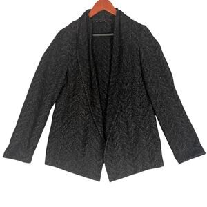 EILEEN FISHER Herringbone Wool Blend Blazer Jacket Womens Small Black Grey